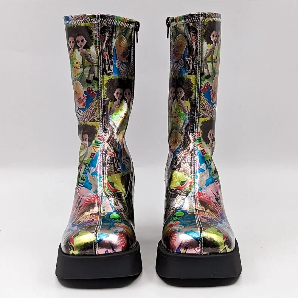 Steve Madden Women Klayton 90's Retro Dolls Chunky Heel Platform Boots Size 8 - Picture 2 of 12